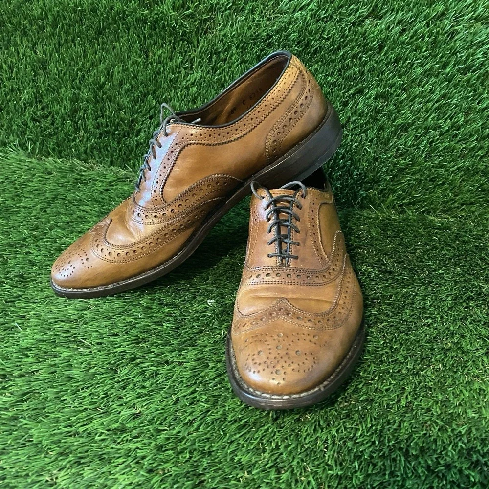 Allen Edmonds McAllister Walnut Brown Leather‎ Brogue Wingtip Oxford 8.5C Shoes
